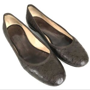 Giuseppe Zannoti Brown Leather Ostritch Flats SIZE 38